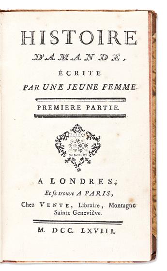 Palmer, Miss (fl. circa 1780) Histoire de Miss Beville; [Together with] Histoire dAmandé; [and] Les Confessiones de Mme de Mainville.